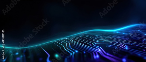 Wallpaper Mural Abstract circuit board with glowing lines Torontodigital.ca