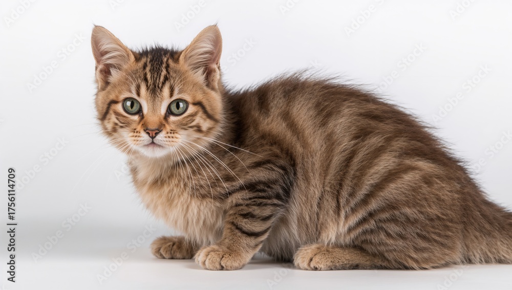 Obraz premium Tabby feline against a plain white backdrop