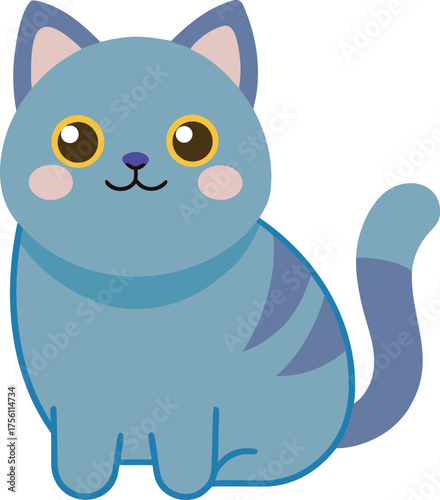  cute cartoon illustration of british shorthair cat transparent background