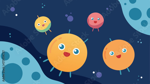 Animation of Skin Cells A playful illustration of cartoonlike skin cells welcoming nanoparticles into their structure symbolizing the nurturing effect.
