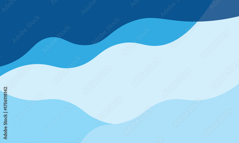 Fototapeta premium Abstract blue wave background with soft curved shapes in gradient tones. Modern vector design inspired by water and ocean themes, perfect for presentations, web layouts, or environmental graphics.