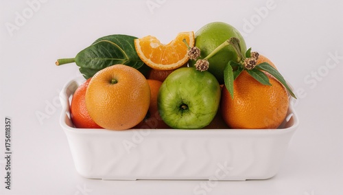 Variety of fruits displayed in a box