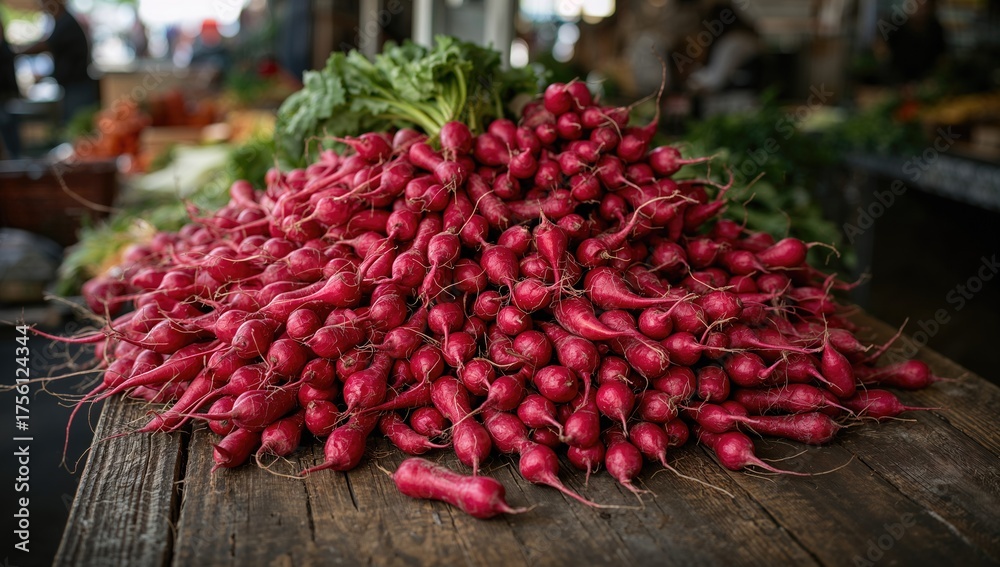 Fototapeta premium Large heap of crimson radish roots