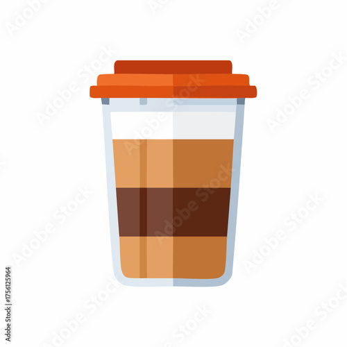 Coffee cup vector with lid and layers of mocha, latte, macchiato, espresso
