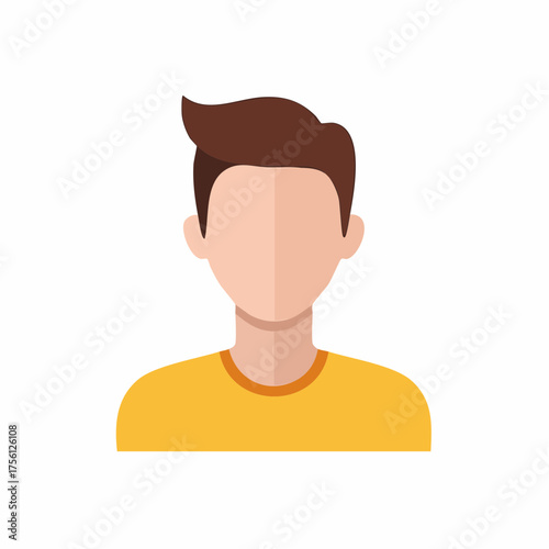 Illustration of a person's face and upper body in flat design style