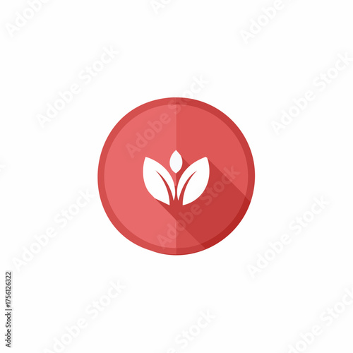 Spa Lotus Logo Button Concept with Leaves and Red Circle, Icon design