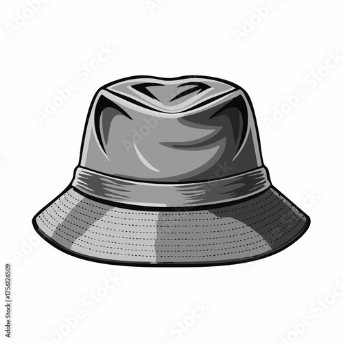 Khaki bucket hat vector illustration wide brim sun hat outdoor adventure headwear hiking cap travel gear isolated eps graphic