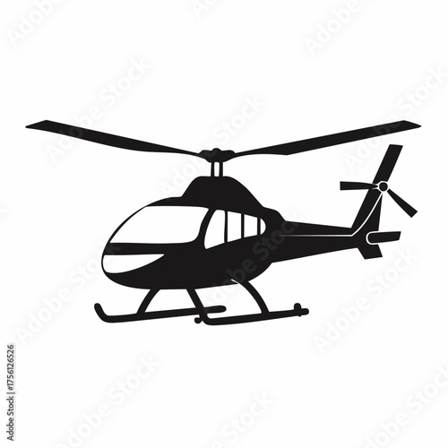 Helicopter silhouette vector illustration aviation transport aerial vehicle flight icon isolated eps graphic