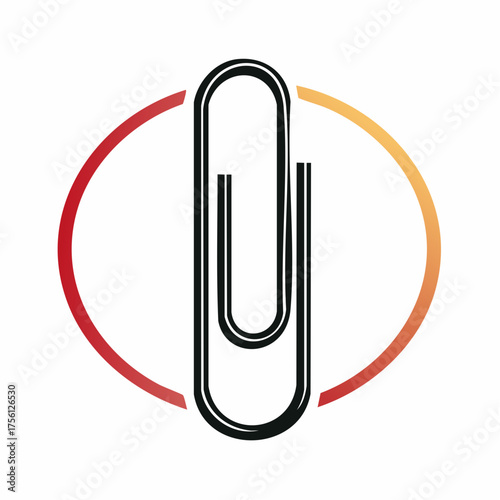 Black paperclip icon vector illustration office supplies stationery document fastener isolated eps graphic