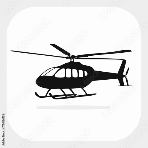 Helicopter silhouette vector illustration aviation transport aerial vehicle flight icon isolated eps graphic