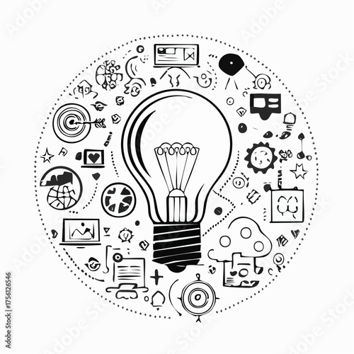 Creative thought process, brainstorming new ideas, problem-solving and innovation concept