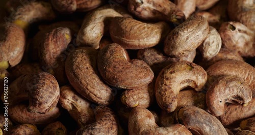 Roasted Salted Nut Heap Snack Cashew in Shell Rotating Background