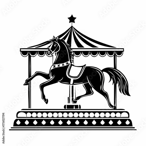 Vintage carousel horse silhouette vector illustration classic amusement ride equestrian symbol vector