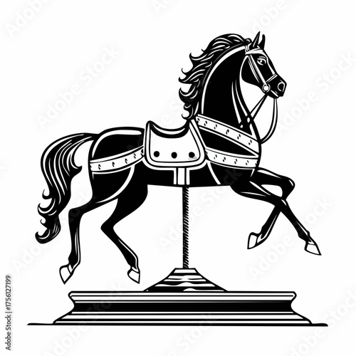 Vintage carousel horse silhouette vector illustration classic amusement ride equestrian symbol vector