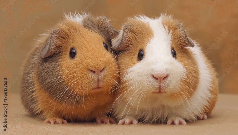 Fototapeta premium Adorable Pair of Guinea Pig Pets