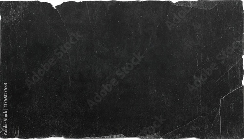 A worn black photo card with jagged edges and a rugged, ripped surface, perfect for collage use.