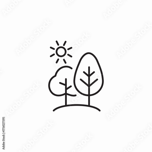 trees sun nature icon sign vector