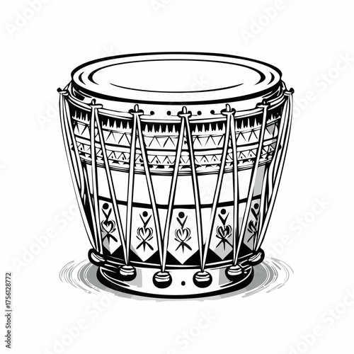 Indian tabla drum traditional percussion instrument music classical performance vector