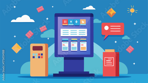 A digital information kiosk displaying upcoming events and announcements.