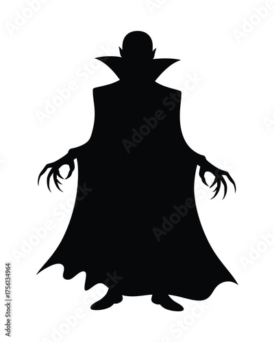 Black silhouette illustration of a vampire icon vector graphic scalable eps art vector illustration white background
