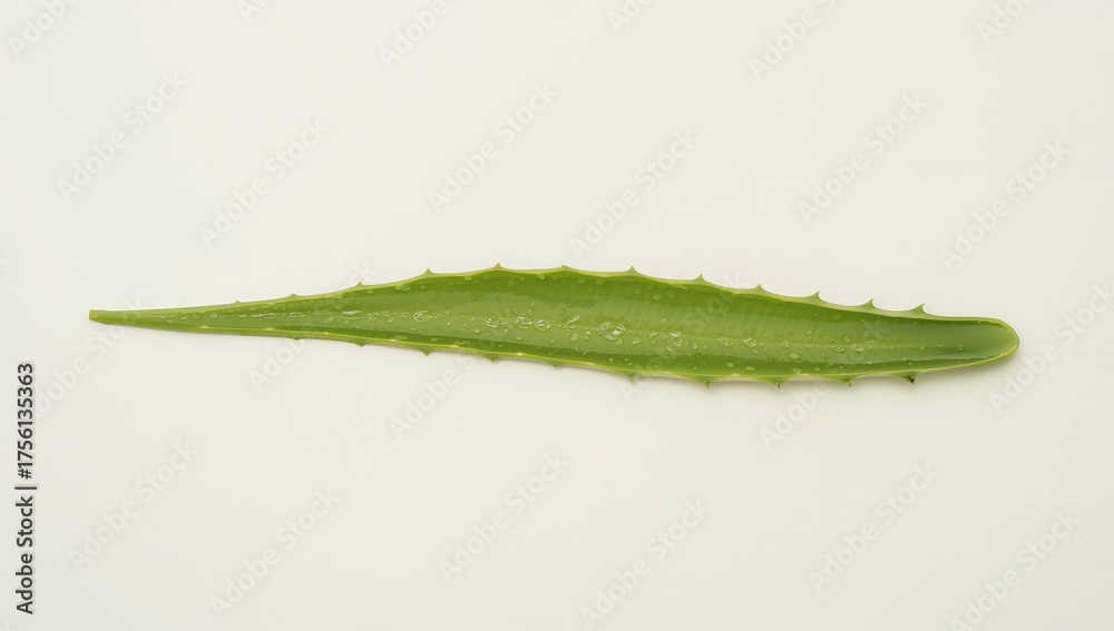 Naklejka premium Green aloe vera leaf isolated on a clean white surface