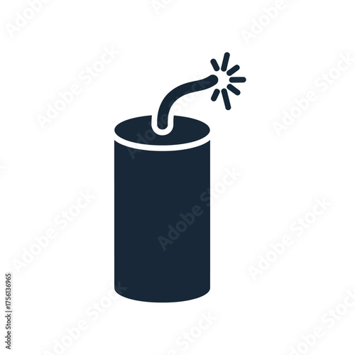 Firecracker with lit fuse simple vector icon.