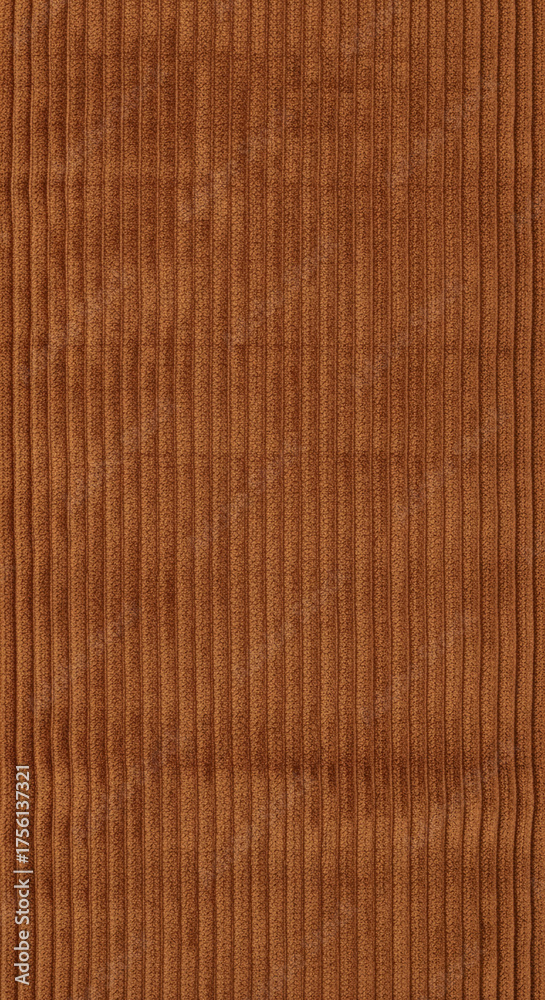 Fototapeta premium Close-up of brown corduroy fabric with vertical ridges, creating a textured surface, suggesting warmth, vintage style, and tactile experience