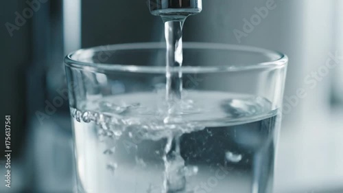Clear water poured into glass close up refreshment concept