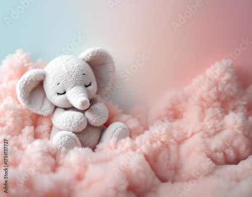 Sleepy Baby Elephant Stuff Toy Digital Background