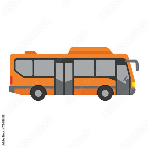 Simple Orange Public Transport Bus Illustration.