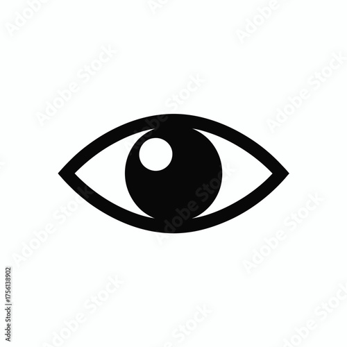 Minimalist black silhouette illustration of an eye icon vector scalable eps for general use vector illustration white background