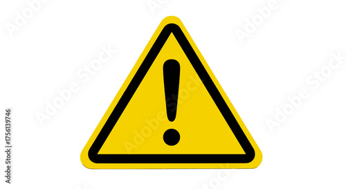 Yellow Warning Sign Alerting Potential Hazards in Workplace Safety, Construction Sites, and Road Traffic: Caution Symbol for Danger, Attention Needed, Risk Prevention, Emergency Preparedness - High Vi