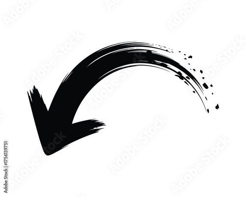 Dynamic black brush stroke arrow vector illustration for directional design and graphic elements vector illustration white background