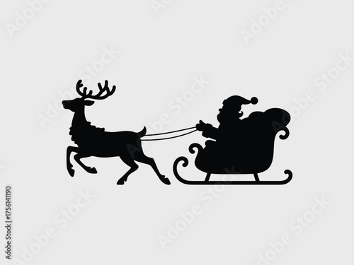 Scalable vector illustration of santa claus and reindeer sleigh icon for festive holiday design projects vector illustration white background