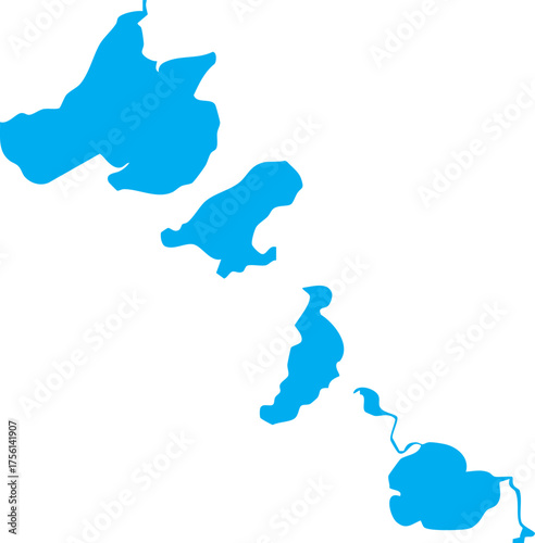 Madison Four Lakes Wisconsin USA Blue Map Silhouette Vector