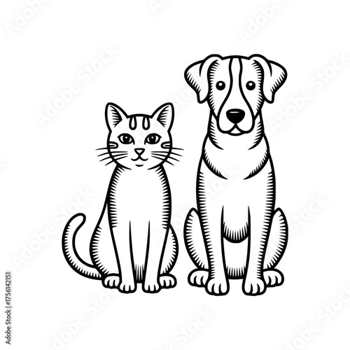 Loyal Companions: An endearing portrayal of a cat and dog, the image encapsulates the essence of friendship and companionship between the beloved pet animals.