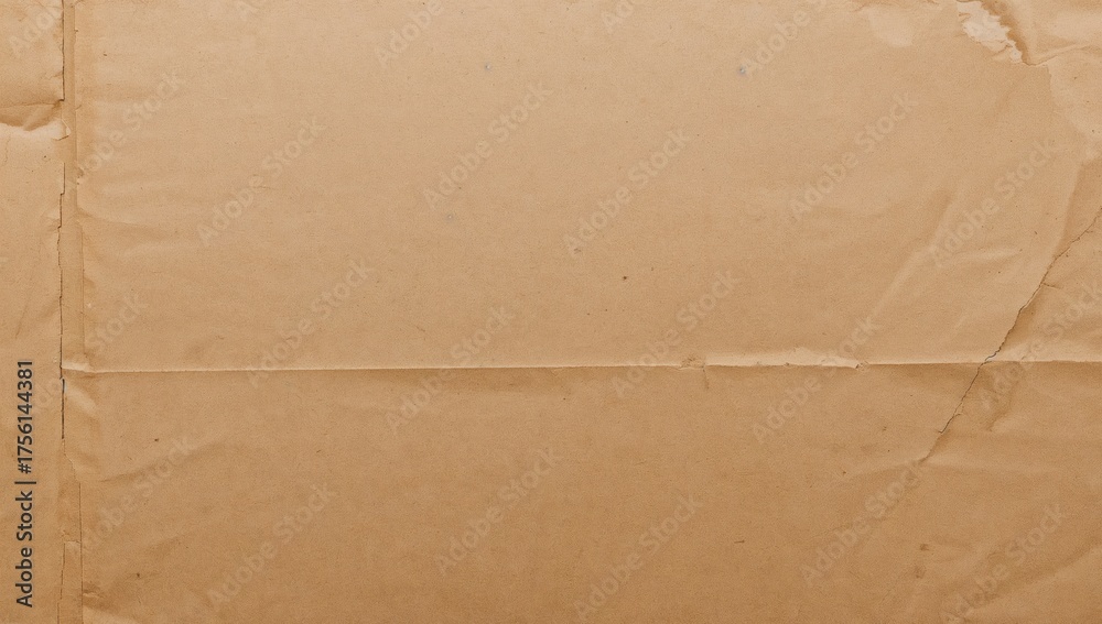 Fototapeta premium Wrinkled and creased brown corrugated cardboard surface texture.