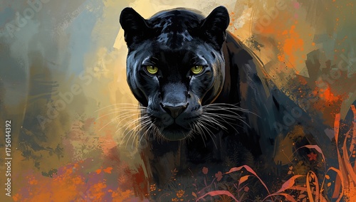 A depiction of a dark felin...