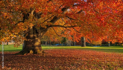 Vibrant fall foliage decora...