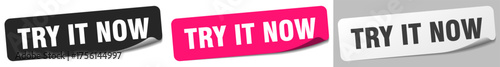 try it now sticker. try it now sticker set on white background