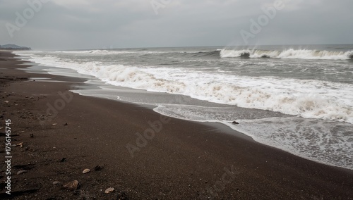 Black beaches with foaming ...