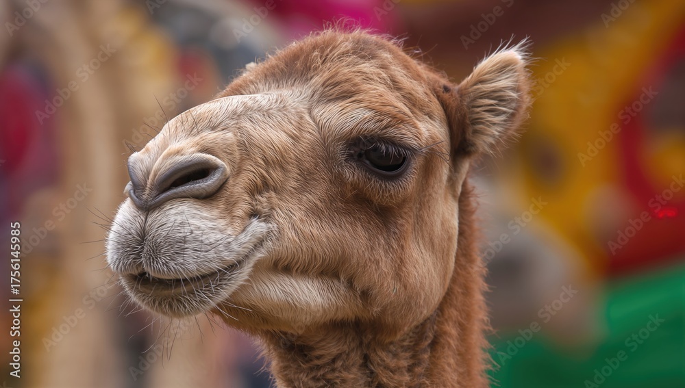 Fototapeta premium Close-up of a Camel at a Desert Festival