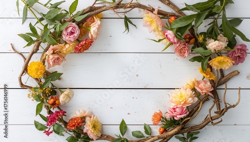 Blossoms arranged on a pale...