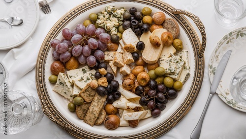 Assorted cheese, grapes, an...