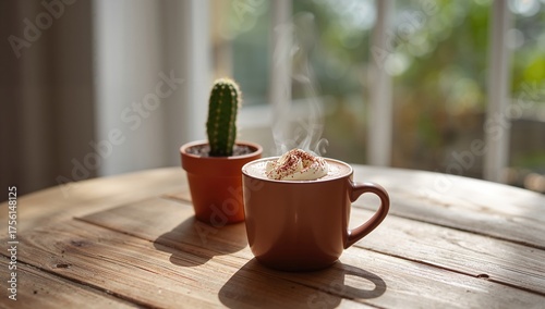 Steaming mug of chocolate d...