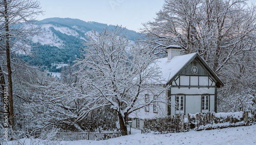 A peaceful snowy landscape ...