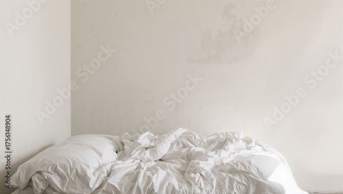 Crumpled Blank Bed Sheets i...