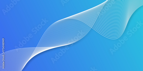 Abstract blue vector banner. wave lines on blue gradient texture background. wavy minimal trendy background. 