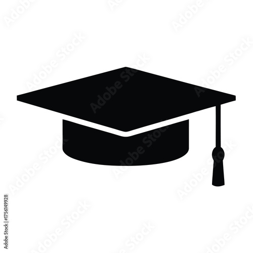 A black graduation cap with tassel, symbolizing achievement and academic success