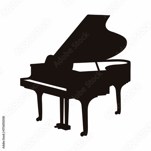 Grand piano in silhouette, a musical instrument of beauty and elegance
